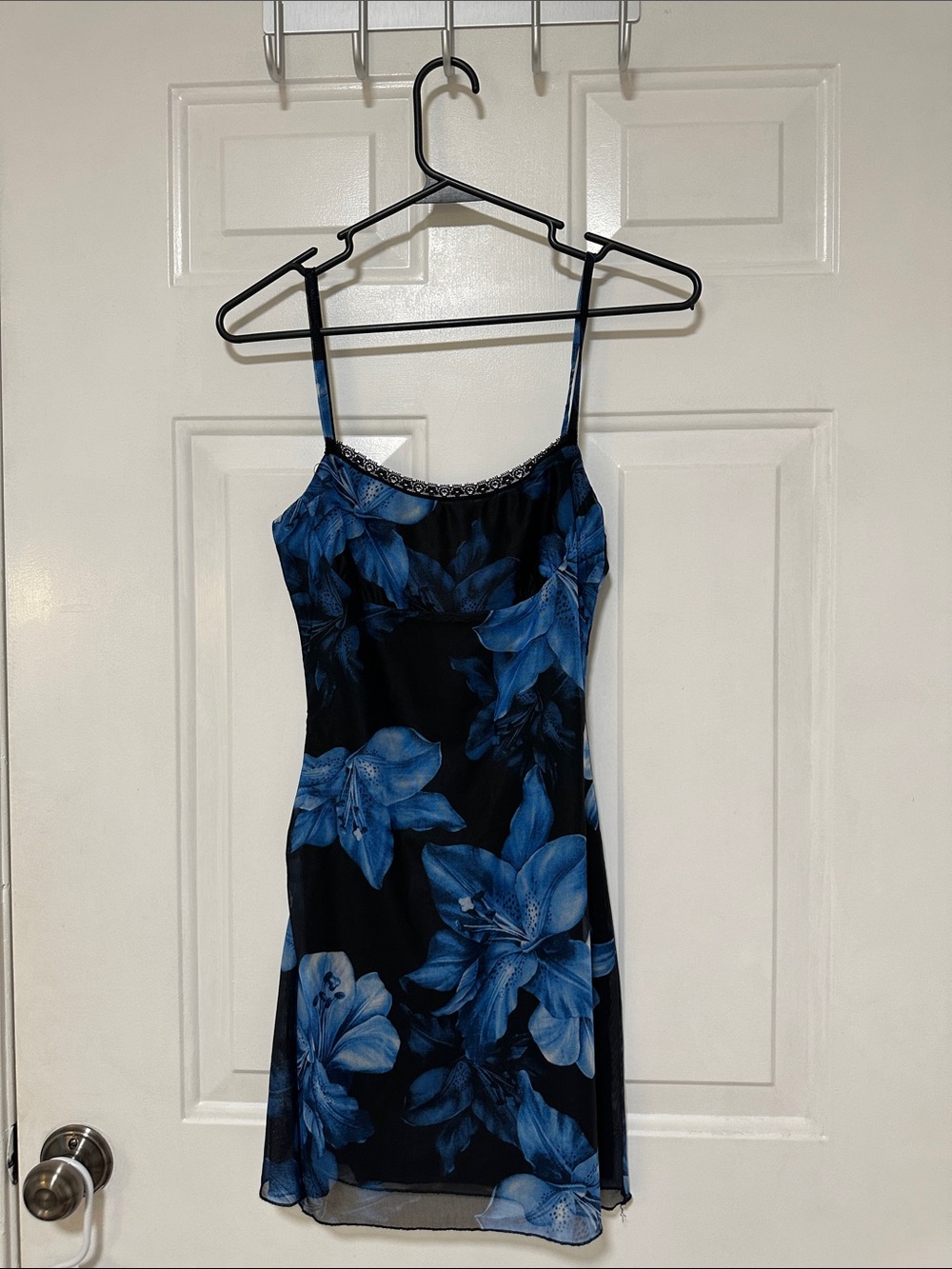 Princess Polly Black Dress with Blue Floral Print